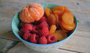 frambozen, abrikozen en mandarijn
